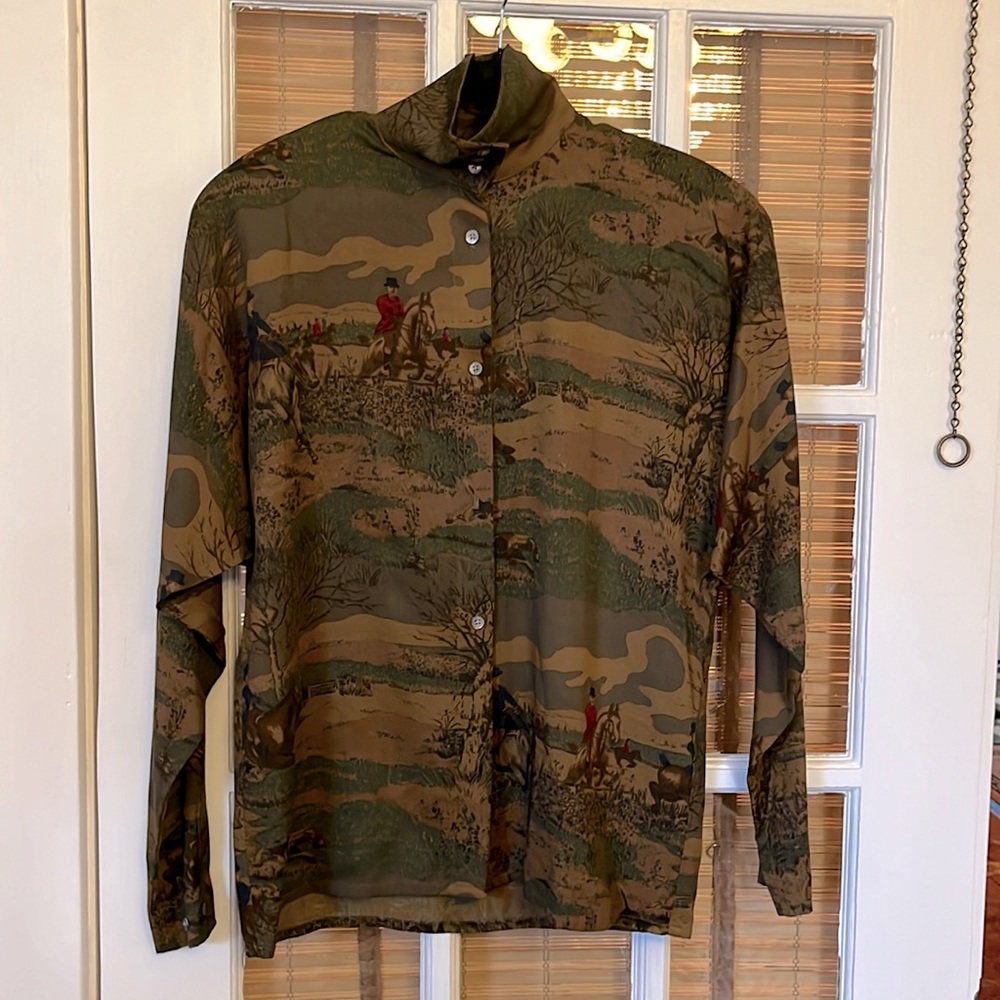 Vintage 1990’s Y2K Ralph Lauren Button up Equestrian print shirt size small
